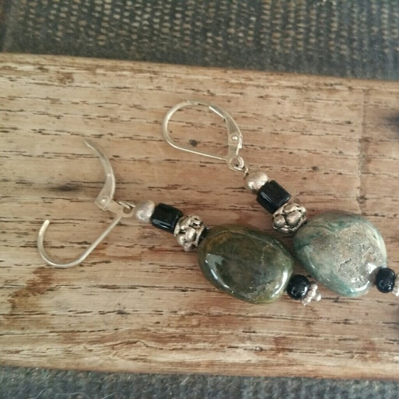 Sterling and Jasper Earrings - Picture 4 of 4